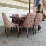 میز ناهارخوری چوبی کنزو 6نفره با صندلی نما چستری پاشا در بهارستان تخفیفات