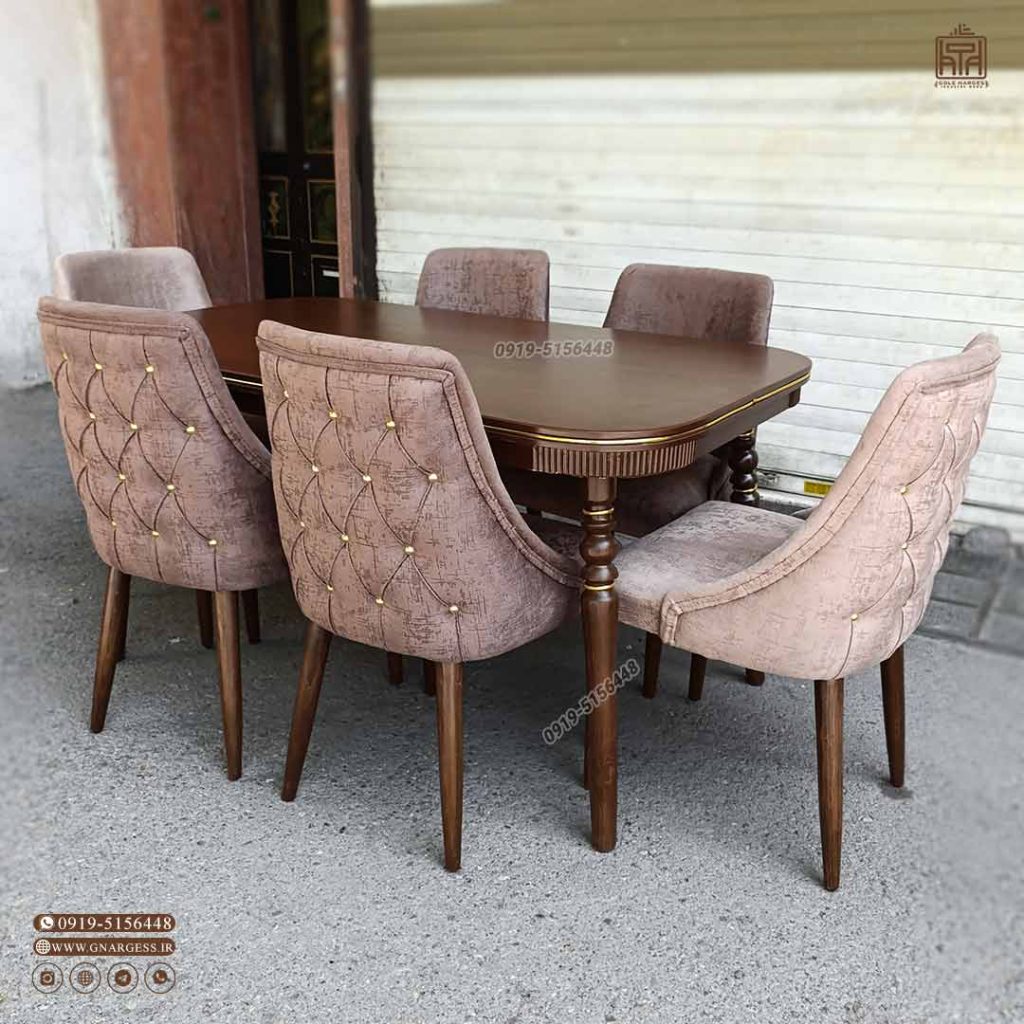 میز ناهارخوری چوبی کنزو 6نفره با صندلی نما چستری پاشا در بهارستان تخفیفات - Image 8