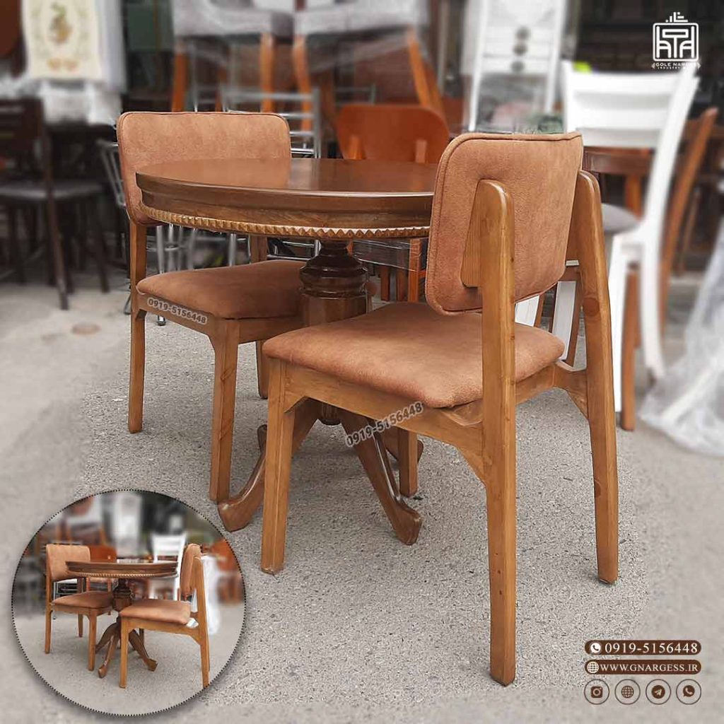 میز ناهارخوری چوبی 2 نفره و 4 نفره پانیذ راش با میز گرد عروس - Image 5