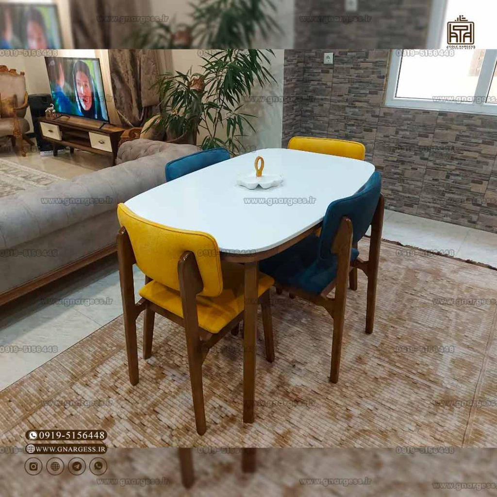 میز ناهارخوری چوبی پرومکس 4 نفره با میز چوبی - Image 9