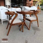 میز صبحانه خوری مدل رونیز با میز ناهارخوری 2 نفره گلرویا گرد چوبی - Image 2
