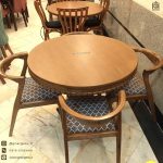میز ناهارخوری چوبی کنگره دار عروس 4نفره با صندلی رونیز قدیمی کلاف راش (جهت استعلام قیمت لطفا تماس بگیرید) - Image 5