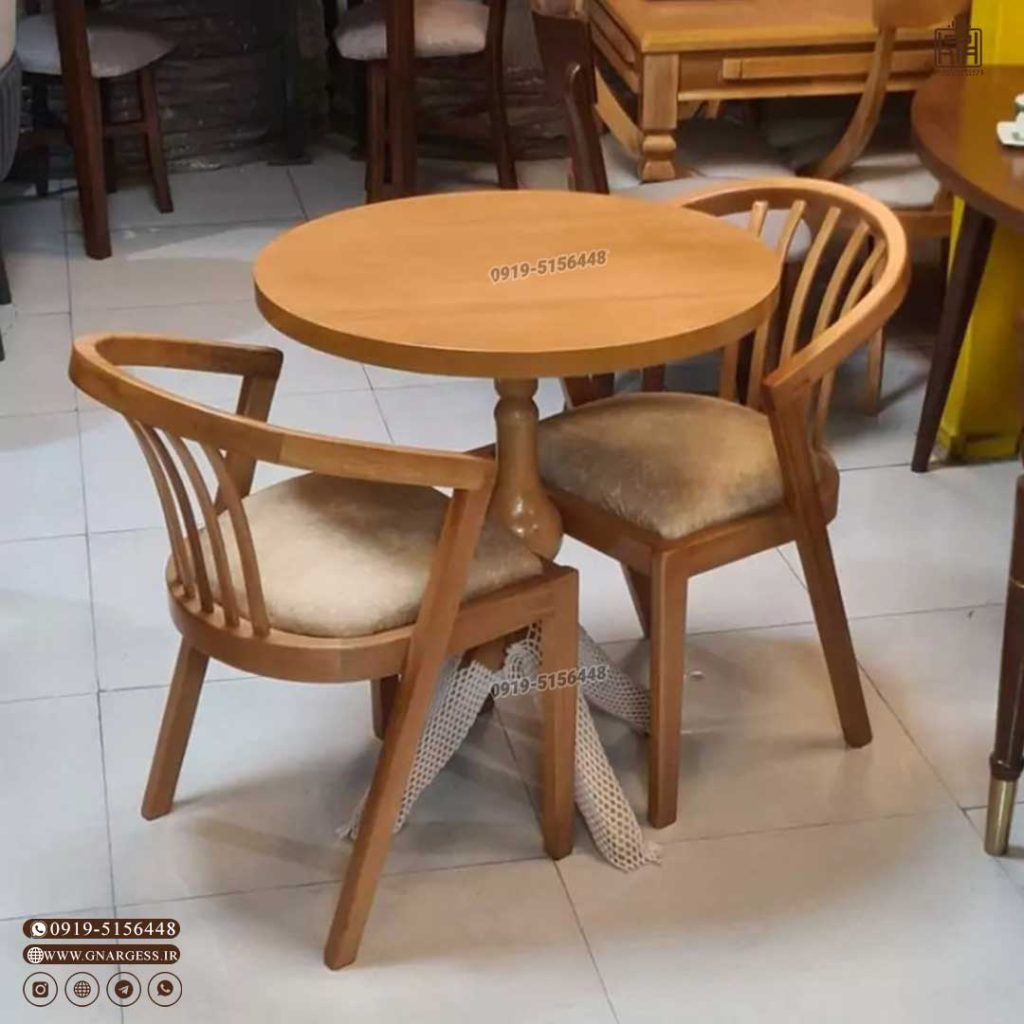 میز ناهارخوری جدید سبدی راش با میز غذاخوری 2 نفره چوبی - Image 7
