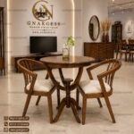 میز ناهار خوری چوبی 2 نفره ارکیده با صندلی راش مدل سبدی