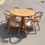 میز ناهارخوری چوب راش سبدی با میزچوبی عروس کنگره دار 2 الی 6 نفره - Image 6