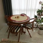 میز ناهارخوری چوب راش سبدی با میزچوبی عروس کنگره دار 2 الی 6 نفره