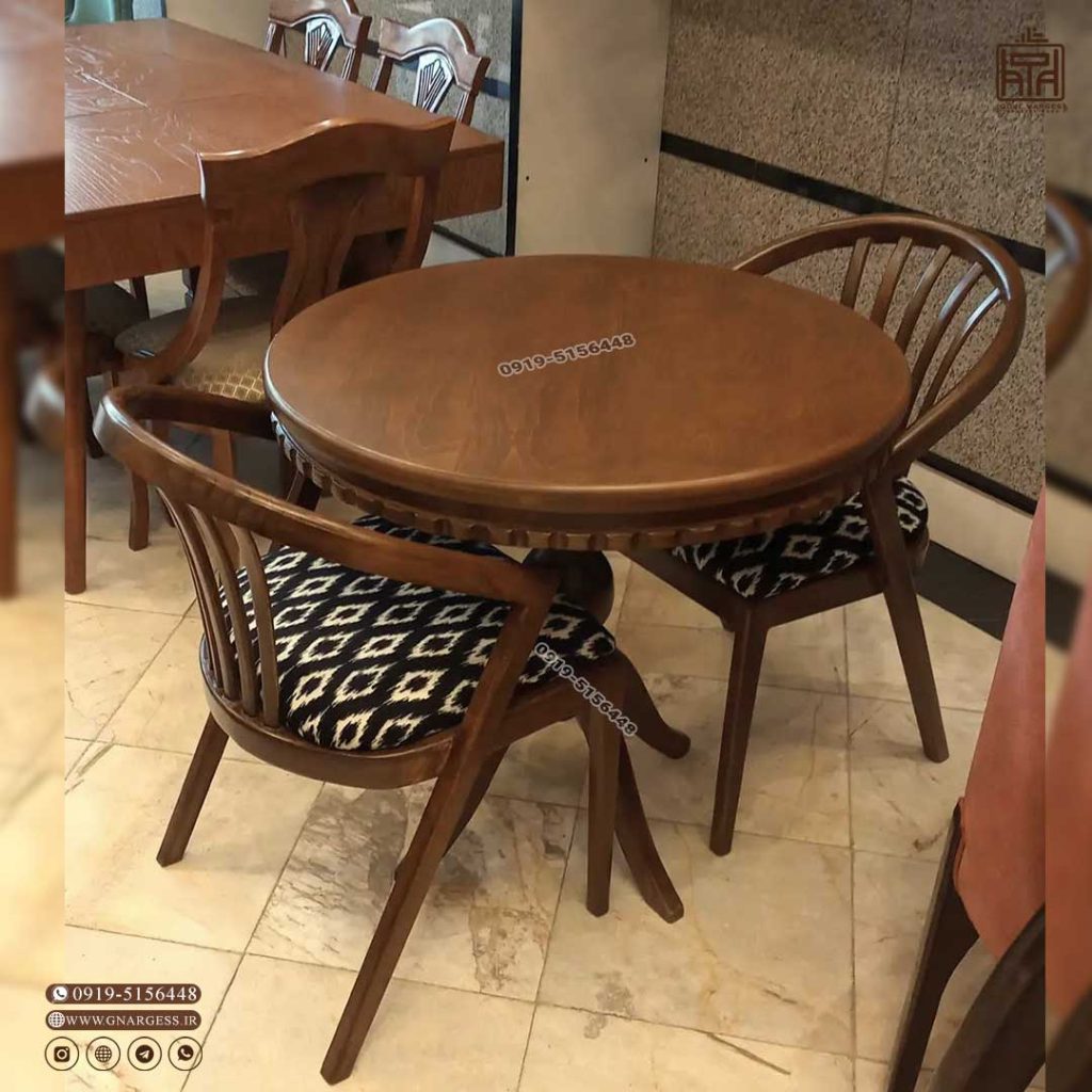 میز ناهارخوری چوب راش سبدی با میزچوبی عروس کنگره دار 2 الی 6 نفره - Image 5