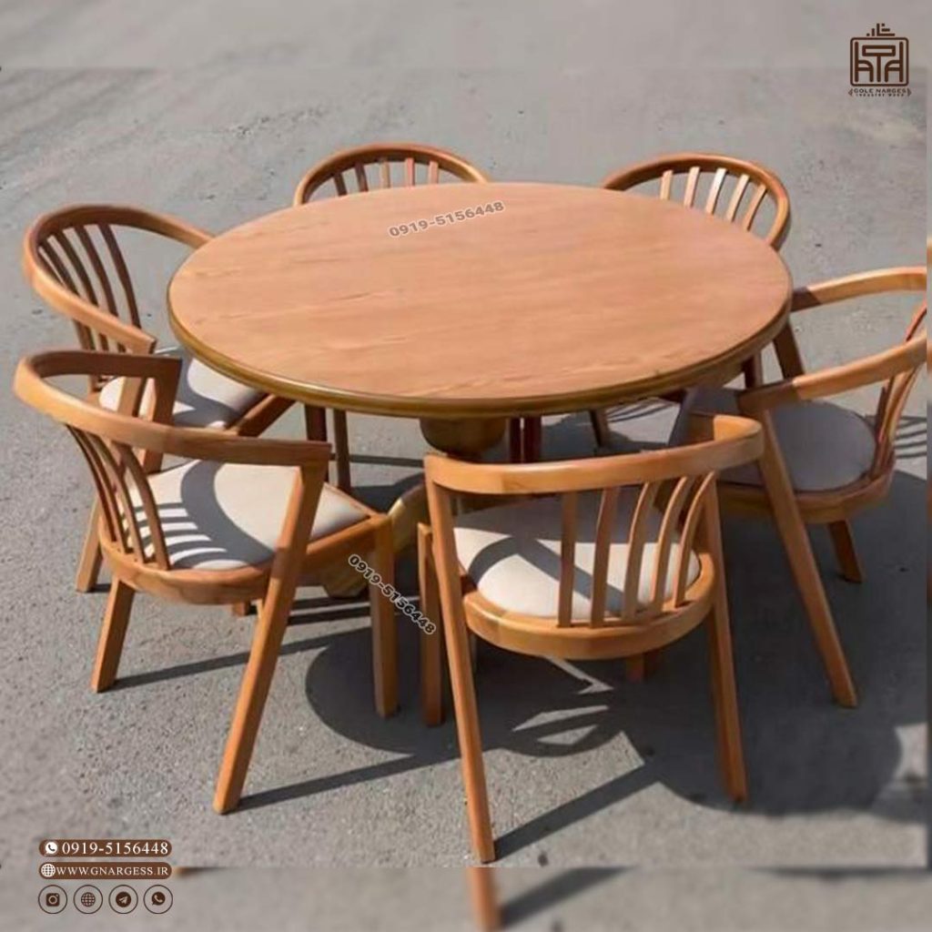 میز ناهارخوری چوب راش سبدی با میزچوبی عروس کنگره دار 2 الی 6 نفره - Image 4