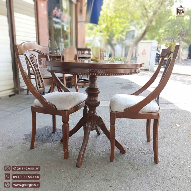 حراج پاییزی میز ناهارخوری چوبی گیتاری با میز 2 نفره گلرویا