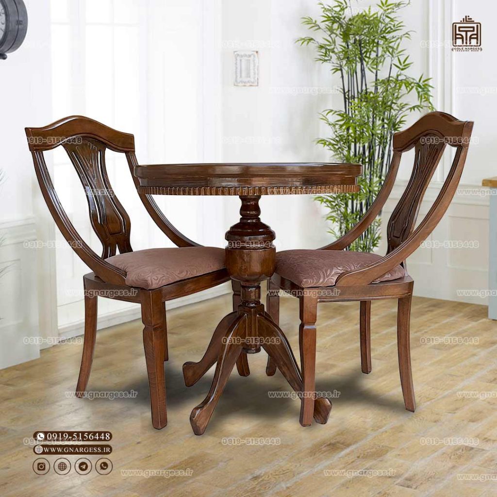 میز ناهارخوری 2نفره اتریشی طرح گیتاری با میز کنگره دار عروس - Image 1