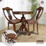 میز ناهارخوری 2نفره اتریشی طرح گیتاری با میز کنگره دار عروس - Image 2
