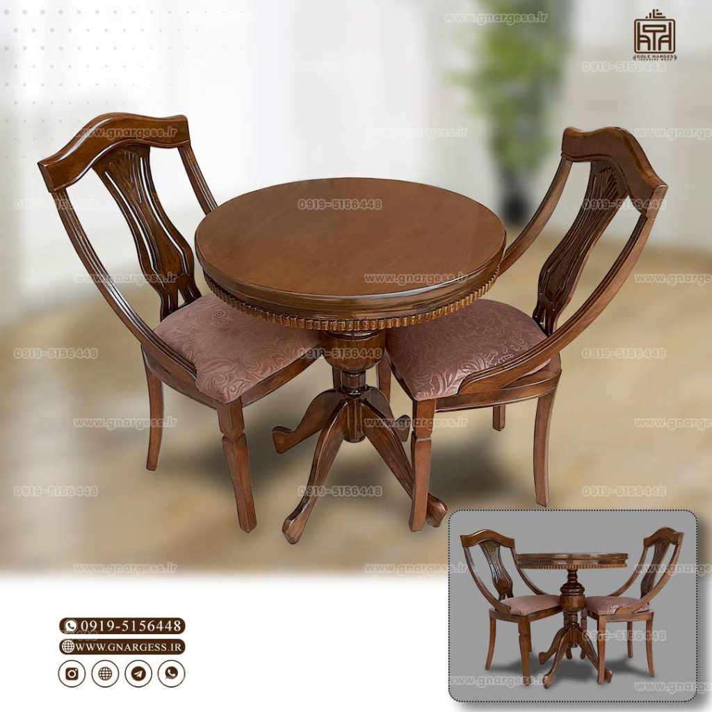 میز ناهارخوری 2نفره اتریشی طرح گیتاری با میز کنگره دار عروس - Image 4