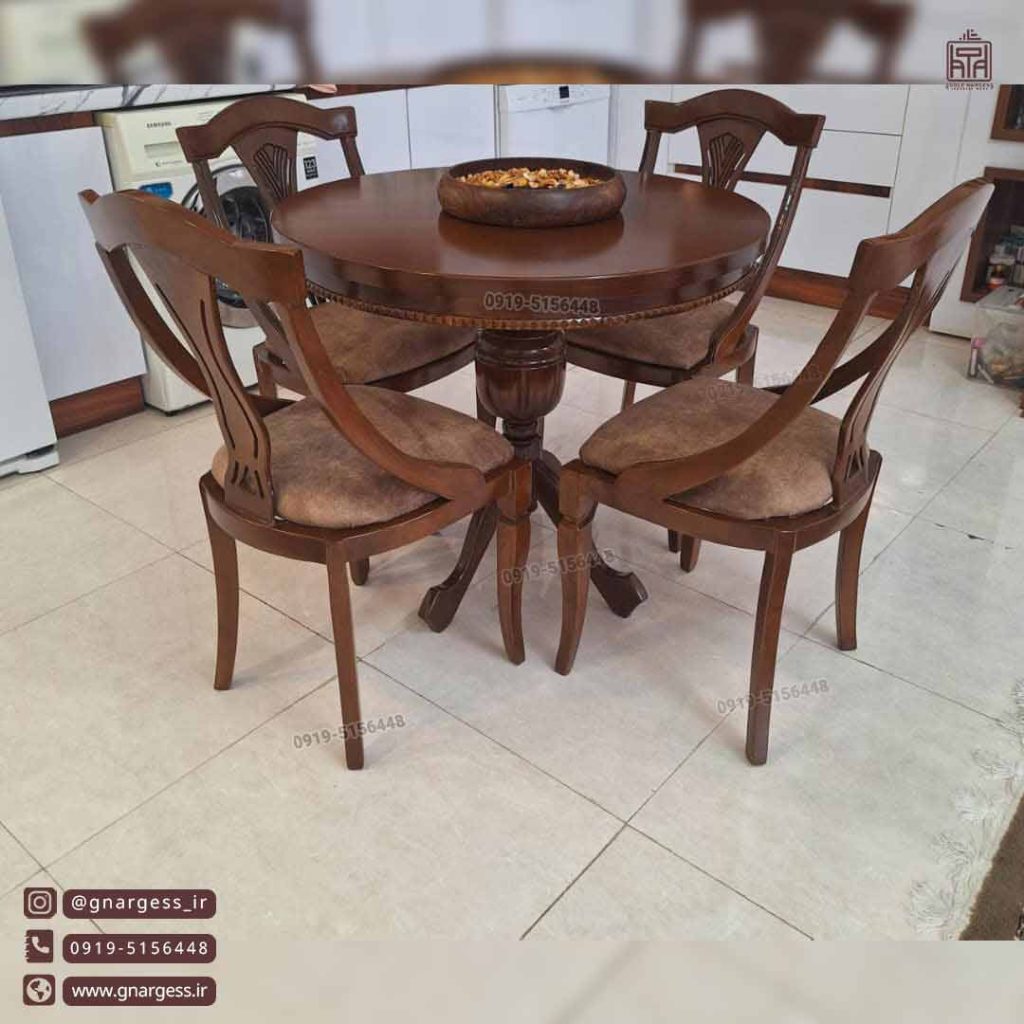 میز ناهارخوری 4 نفره چوب راش گیتاری - Image 7