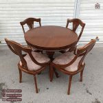 میز ناهارخوری چوبی عروس کنگره دار با صندلی راش گیتاری جدید - Image 4