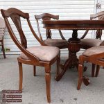 میز ناهارخوری چوبی عروس کنگره دار با صندلی راش گیتاری جدید - Image 7