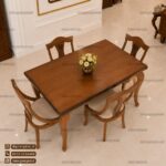 میز ناهارخوری 4 نفره چوب راش گیتاری با میز های چوبی - Image 2