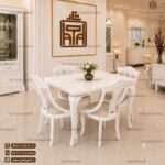 میز ناهارخوری 4 نفره چوب راش گیتاری با میز های چوبی - Image 4