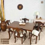 میز ناهارخوری 4 نفره چوب راش گیتاری با میز های چوبی - Image 4