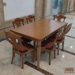میز ناهارخوری 8 نفره چوبی طرح سوئیسی با صندلی گیتاری - Image 4