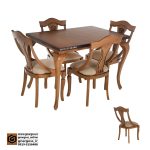میز ناهارخوری گیتاری چوب راش با میز مهرگان چوبی