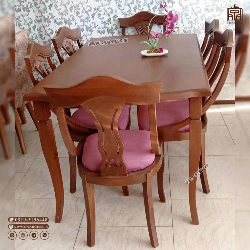 میز ناهارخوری 8 نفره چوبی طرح سوئیسی با صندلی گیتاری - Image 6