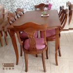 میز ناهارخوری 8 نفره چوبی طرح سوئیسی با صندلی گیتاری - Image 6