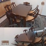 میز ناهارخوری گیتاری چوب راش با میز مهرگان چوبی - Image 7