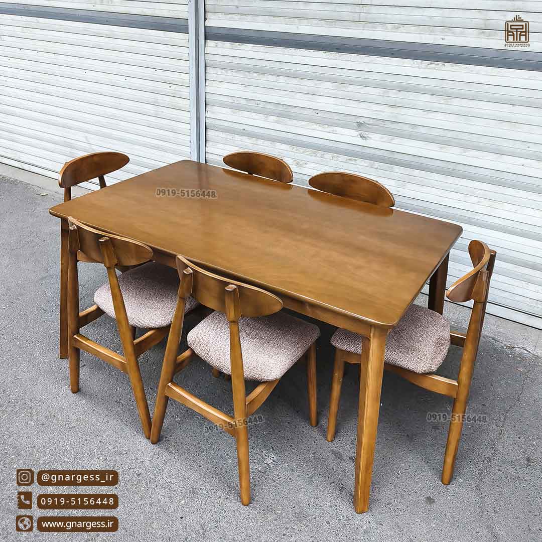 حراج پاییزی میز ناهار خوری 6 نفره صندلی وان چوب راش با میز چوبی حراج پاییزی میز ناهار خوری 6 نفره صندلی وان چوب راش با میز چوبی - Image 1