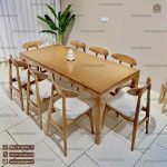 میز ناهارخوری چوبی 8 نفره اسپرت با صندلی وان چوب راش