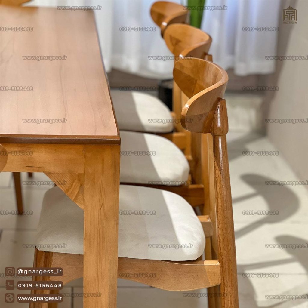 میز ناهارخوری چوبی 8 نفره اسپرت با صندلی وان چوب راش - Image 4