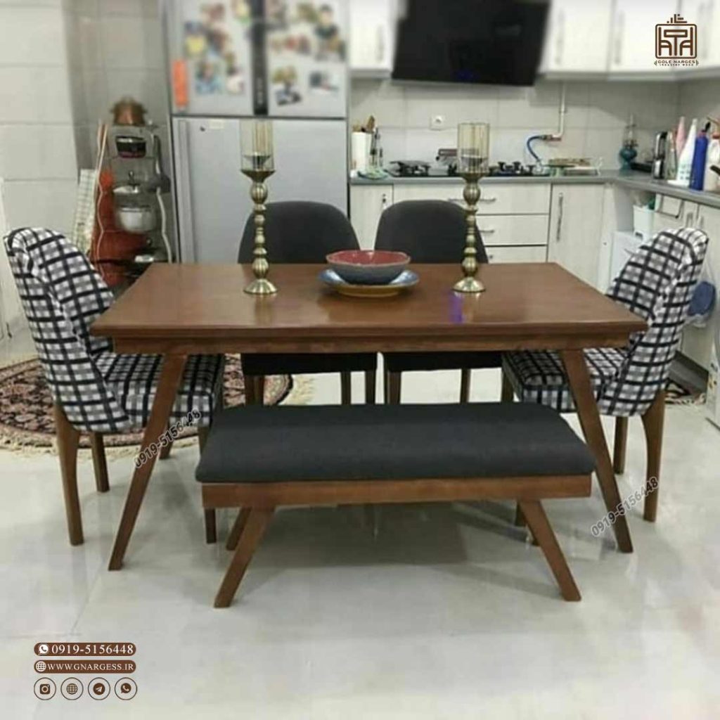 حراج بهاری میز ناهارخوری چوبی 6 نفره بوگاتی مبلی با میز غذاخوری لیندا پافدار - Image 12