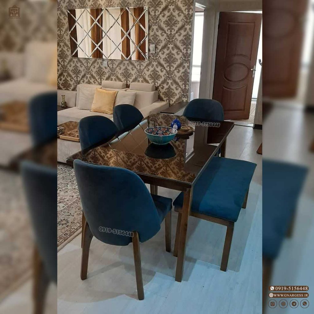 حراج بهاری میز ناهارخوری چوبی 6 نفره بوگاتی مبلی با میز غذاخوری لیندا پافدار - Image 13
