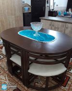 میز ناهارخوری کمجا چوبی با صفحه روکش چوب - Image 10