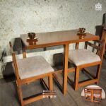 میز ناهارخوری کمجا چوبی با صفحه روکش چوب