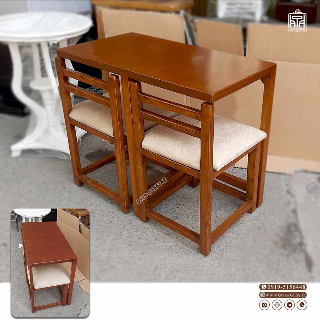 میز ناهارخوری کمجا چوبی با صفحه روکش چوب - Image 4
