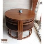 میز ناهارخوری کمجا چوبی با صفحه روکش چوب - Image 9