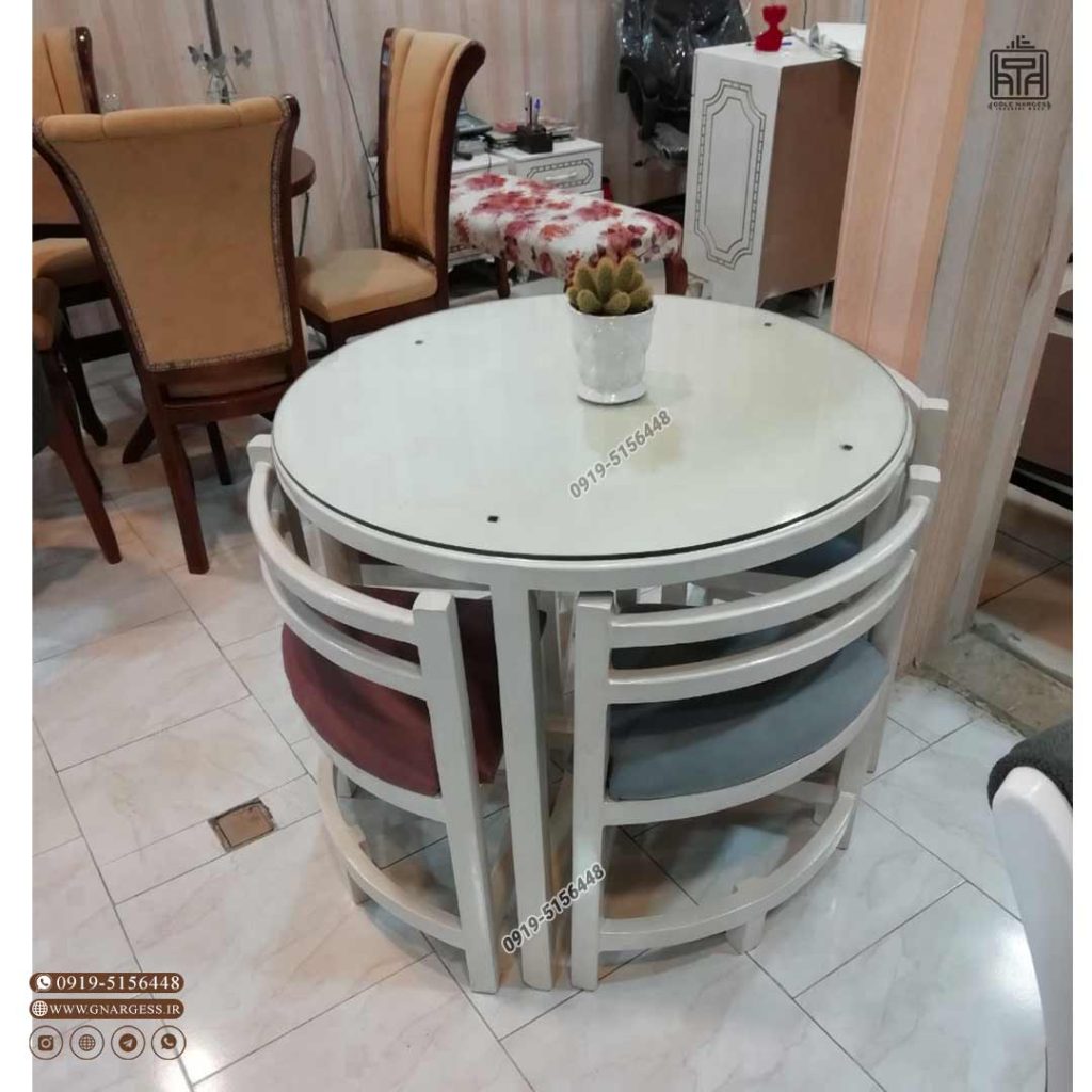 میز ناهارخوری چوبی 4 نفره کمجا با صفحه روکش چوب - Image 1