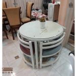 میز ناهارخوری چوبی 4 نفره کمجا با صفحه روکش چوب