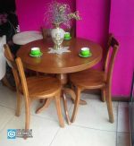فروش میز ناهارخوری چوبی 3 نفره صندلی تیرکی کف گرد - Image 8