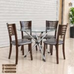 میز ناهارخوری 4 نفره فلزی اسکای با میز تاشو خورشیدی - Image 3