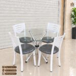 میز ناهارخوری 4 نفره فلزی اسکای با میز تاشو خورشیدی - Image 4