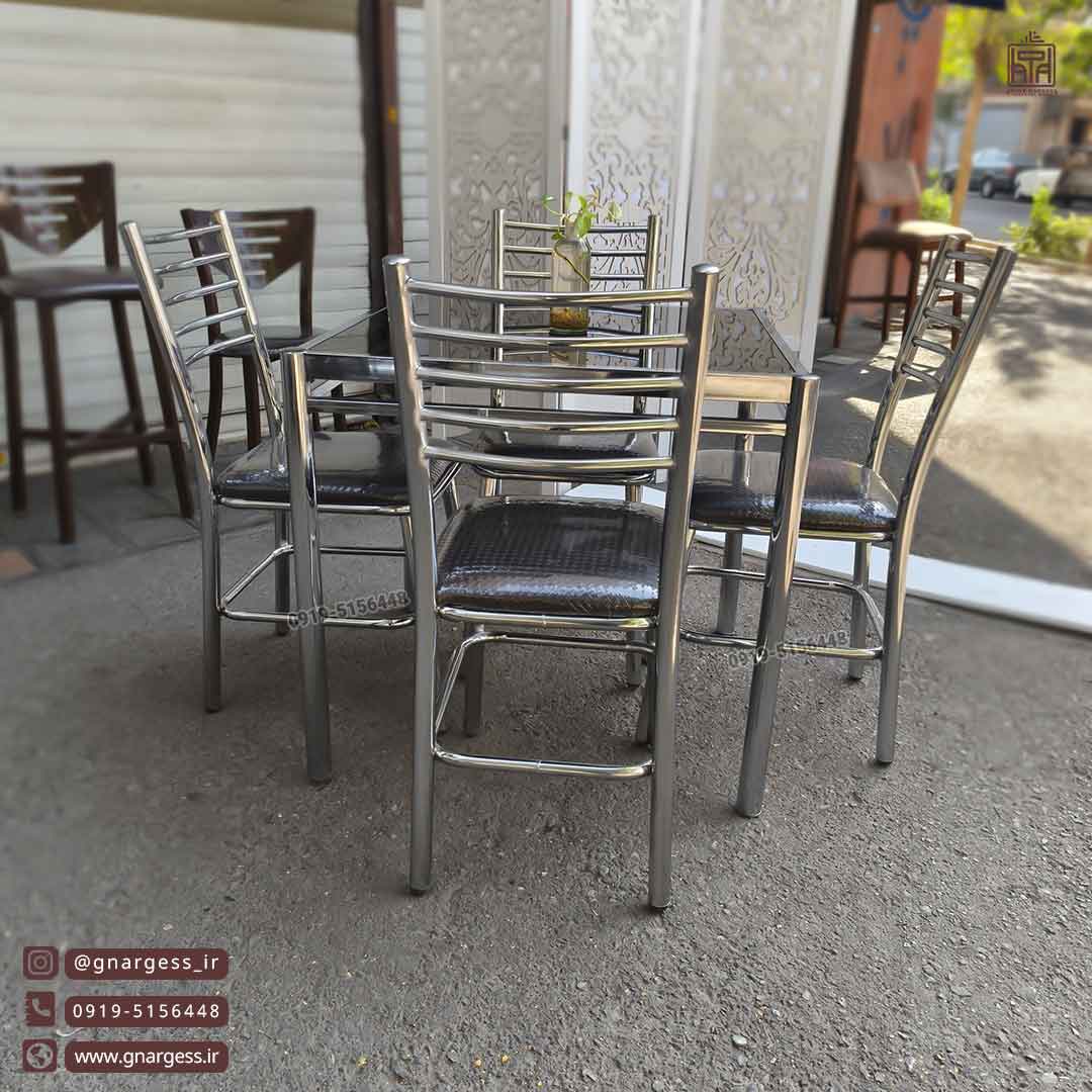 میز ناهارخوری 6 نفره فلزی بیتا با صندلی اروند طرح مهسا - Image 3