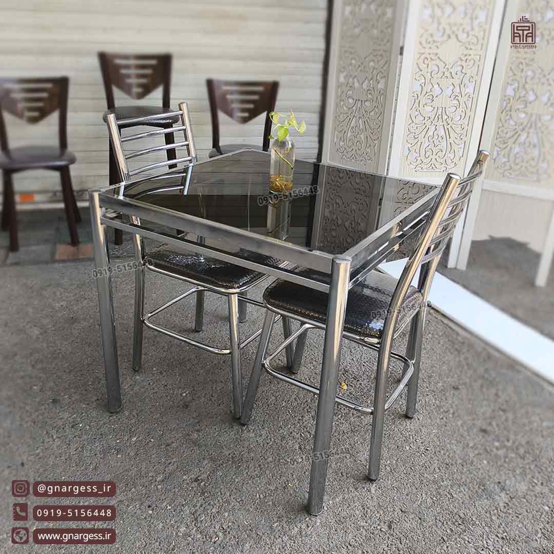 میز ناهاری خوری کافی شاپ مهسا اروند با میز بیتا مربعی فلزی - Image 1