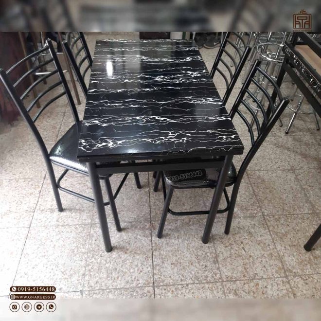 میز ناهارخوری 6 نفره فلزی بیتا با صندلی اروند طرح مهسا