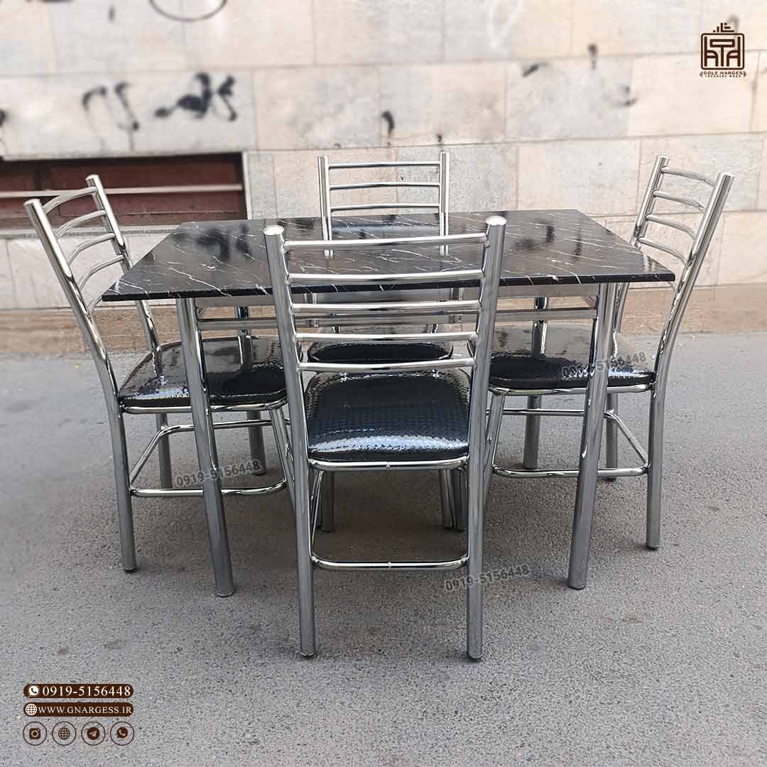 میز ناهارخوری فلزی 4 نفره بیتا صفحه وکیوم با صندلی اروند مهسافلزی - Image 6