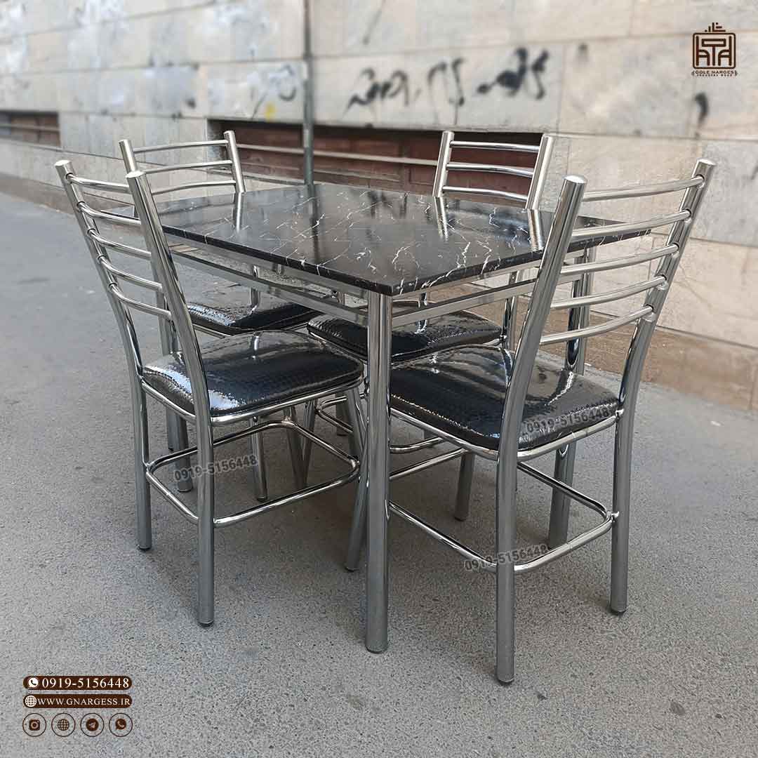 میز ناهارخوری فلزی 4 نفره بیتا صفحه وکیوم با صندلی اروند مهسافلزی میز ناهارخوری فلزی 4 نفره بیتا صفحه وکیوم با صندلی اروند مهسافلزی - Image 1