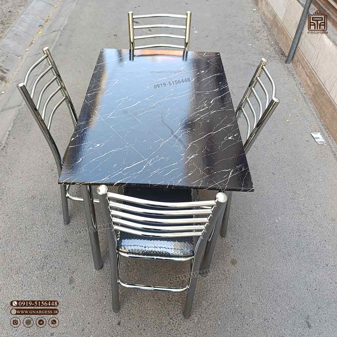 میز ناهارخوری فلزی 4 نفره بیتا صفحه وکیوم با صندلی اروند مهسافلزی - Image 3