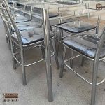 میز ناهار خوری فلزی 8 نفره مهسا چرمی با میز فلزی مدل بیتا صفحه شیشه ایی - Image 5