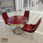 میز ناهارخوری فلزی پیانویی با صندلی مبلی رویال فلزی - Image 6