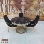میز ناهارخوری فلزی پیانویی با صندلی مبلی رویال فلزی - Image 5